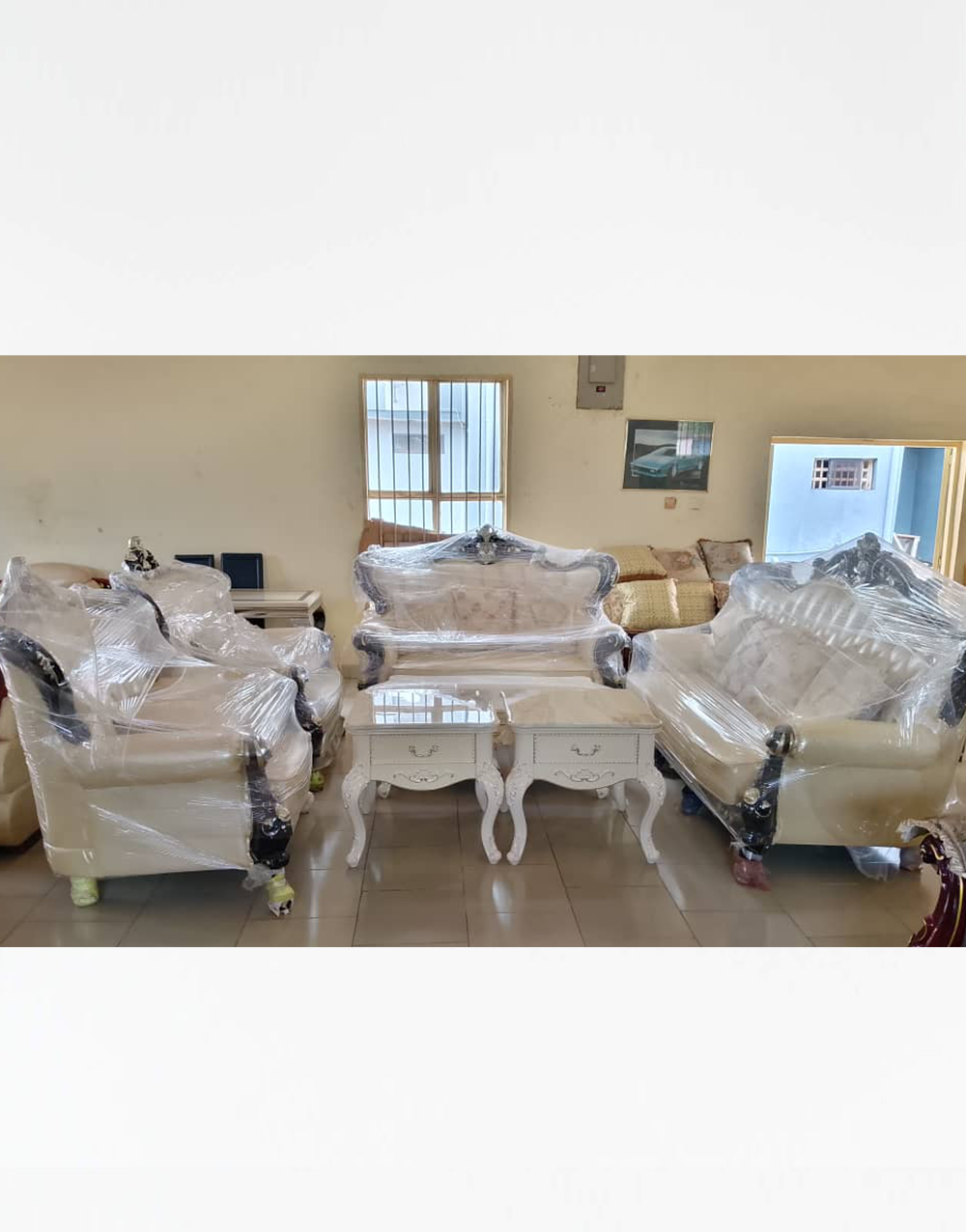Royal Sofas 002 - Royal Elegance Luxury Sofa Set – Cream & Black Classic Living Room Collection