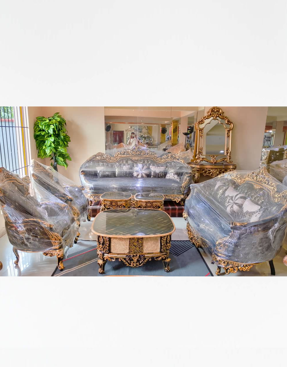 Royal Sofas 008 - Premium Royal Classic Sofa Set with Gold Metallic Accents – J Charles Furniture Ltd