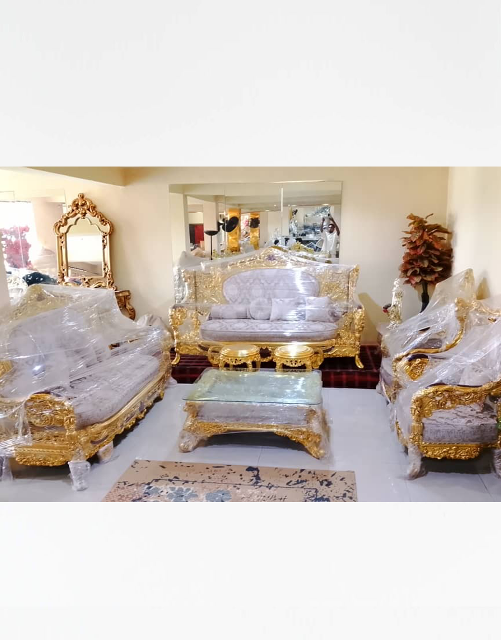 Royal Sofas 012 - Premium Royal White & Gold Sofa Set with Elegant Metallic Finish – J Charles Furniture Ltd