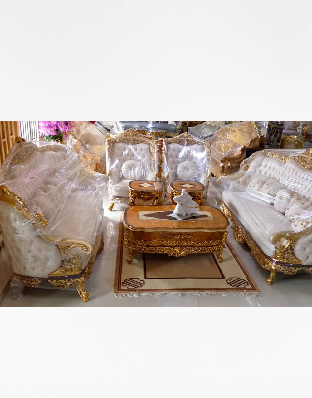 Royal Sofas 013 - Premium Royal Ivory & Gold Sofa Set with Tufted Upholstery – J Charles Furniture Ltd
